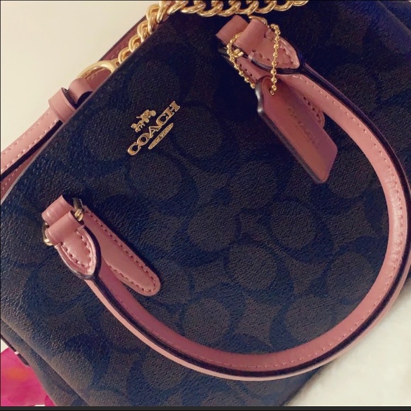 ✨NWT✨Coach Satchel Crossbody Brown Strawberry Pink - Picture 3 of 7